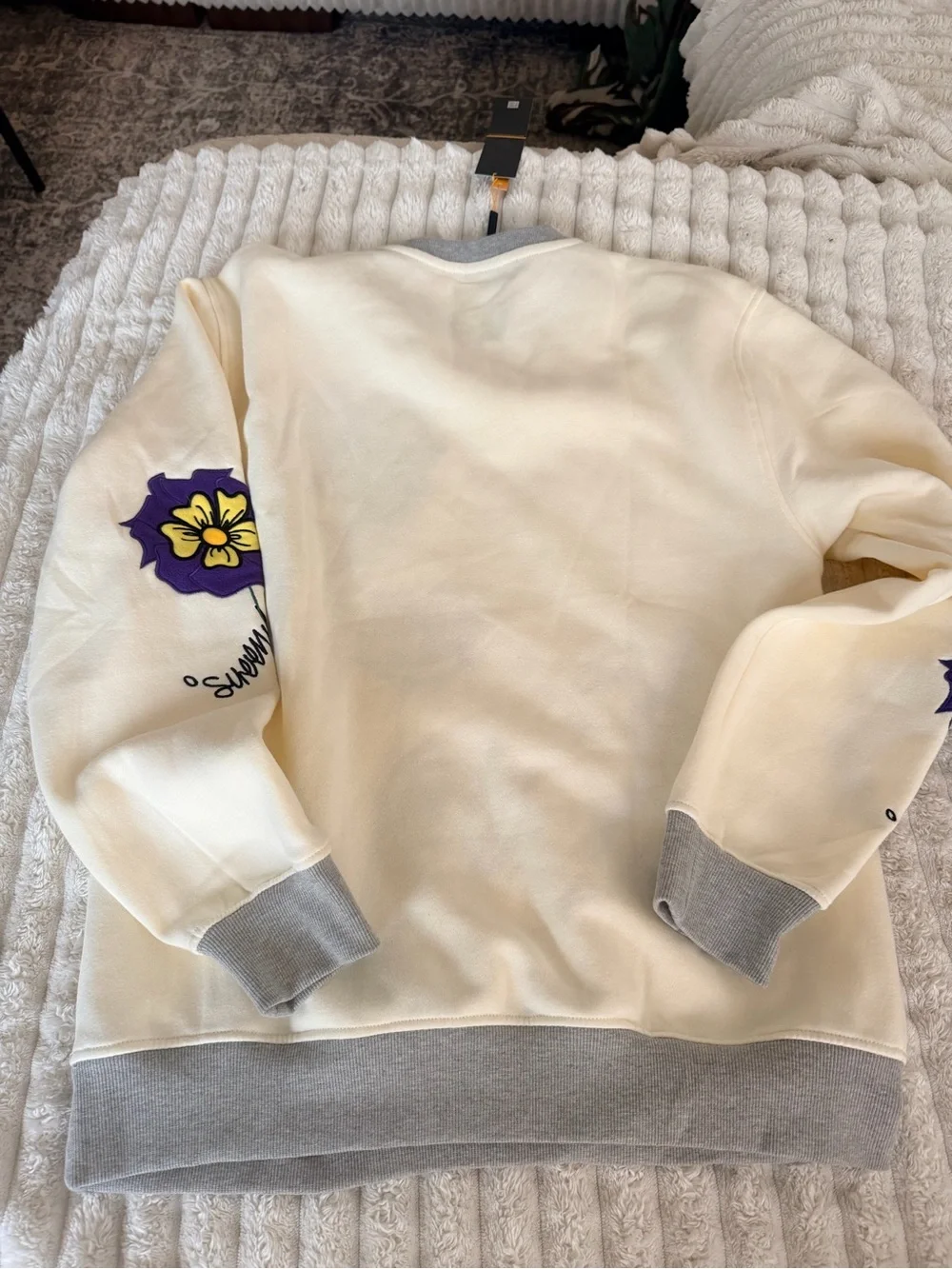 Cream Floral Graphic Pullover Sweater